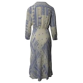 Ba&Sh-Ba&Sh Ines Printed Midi Dress in Cream and Blue Viscose -Other