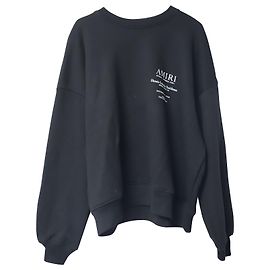 Primavera Amiri 2021 Sudadera de cuello redondo de algodón negro Negro