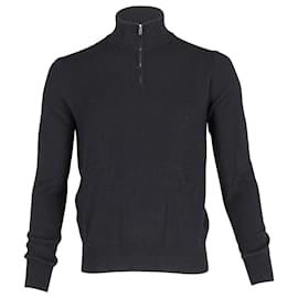 The row-The Row Dexter Half-Zip Sweater in Black Cashmere-Black