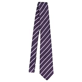 Church's-Church's Stripe Formal Tie in Purple Print Silk-Other