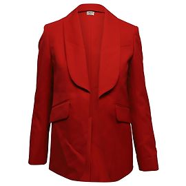 Zadig & Voltaire Shawl Collar Date Blazer in Poppy Red Gabardine Polyester Red