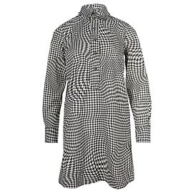 Ganni Optical Houndstooth Minivestido gola ervilha em algodão multicolorido Outro Impressão em python