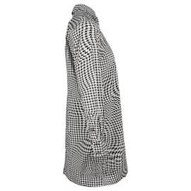 Ganni-Ganni Optical Houndstooth Pea-Collar Mini Dress in Multicolor Cotton-Other,Python print