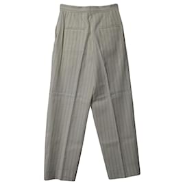Sandro-Sandro Davis Striped Wide Leg Pants in White Cotton-White