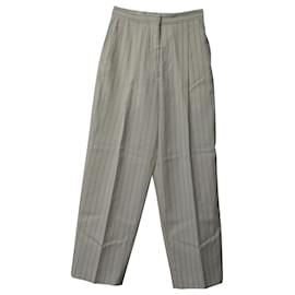Sandro-Sandro Davis Striped Wide Leg Pants in White Cotton-White