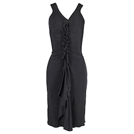 Temperley London-Temperley London Ruffle Midi Dress in Black Viscose-Black
