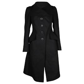 Vivienne Westwood Anglomania Asymmetrical Coat in Black Wool Black