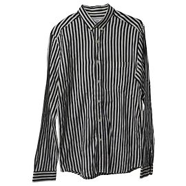 Camisa de botones a rayas Ami Paris en algodón con estampado negro Negro