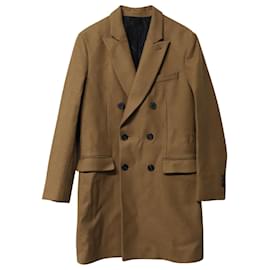 Autre Marque-AMI Double-Breasted Overcoat in Brown Wool-Brown