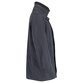 Hugo Boss-Hugo Boss Padded Zip Parka Mantel aus schwarzem Nylon-Schwarz