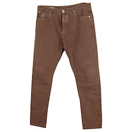 Brunello Cucinelli-Brunello Cucinelli Traditional Fit Pants in Brown Cotton Denim -Brown