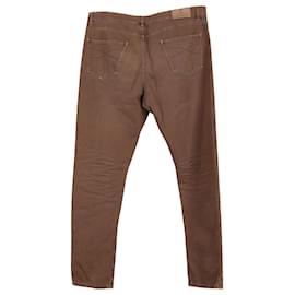 Brunello Cucinelli-Brunello Cucinelli Pantalones de corte tradicional en denim de algodón marrón-Castaño