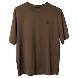 Acne-Acne Studios Face Logo Patch T-shirt in Brown Cotton-Brown
