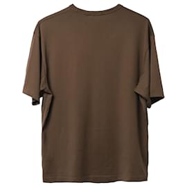 Acne-Acne Studios T-Shirt mit Face-Logo-Patch aus brauner Baumwolle-Braun