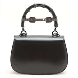 Gucci-Bamboo 1947 Black leather 2-way Handbag-Black