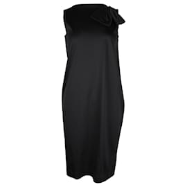 Jil Sander-Jil Sander Ärmelloses Kleid mit Schleife aus schwarzer Baumwolle-Schwarz