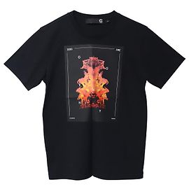 Camiseta de algodón negro con estampado de llamas G Givenchy Negro