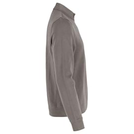 Hugo Boss-Boss Zip-Neck Sweater in Grey Cotton-Grey
