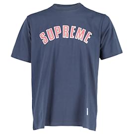 Supreme-Blusa Supreme Print Arc SS em azul marinho e algodão vermelho-Azul,Azul marinho
