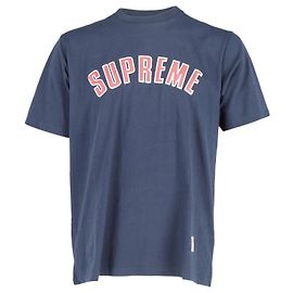 Top Supreme Printed Arc SS in cotone blu navy e rosso Blu Blu navy