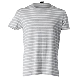 Hugo Boss-Camiseta listrada Hugo Boss Tessler Slim-Fit em camisa de algodão branco e azul claro-Branco