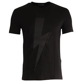 Camiseta de algodón negro con estampado en tonos Thunderbolt de Neil Barrett Negro