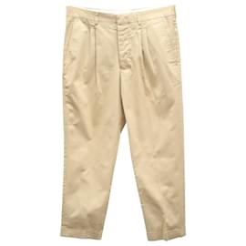 Ami-Ami Paris Carrot Cut Pleated Khaki Pants in Beige Cotton-Beige