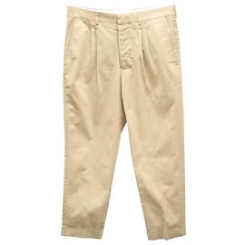 Calça cáqui plissada corte cenoura Ami Paris em algodão bege Bege
