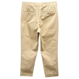 Ami-Ami Paris Carrot Cut Pleated Khaki Pants in Beige Cotton-Beige