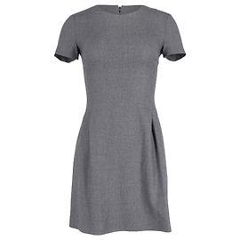 Theory Short Sleeve Sheath Dress in Grey Wool  Grey