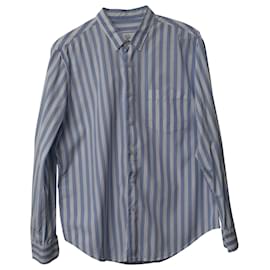 Ami-AMI Paris Stripe Shirt in Blue Cotton-Blue,Light blue