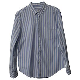 Camicia a righe AMI Paris in cotone blu Blu Blu chiaro