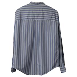 Ami-AMI Paris Stripe Shirt in Blue Cotton-Blue,Light blue