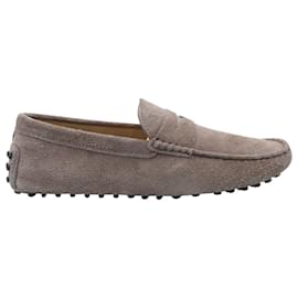 Tod's-Tod's Gommino Loafers in Beige Suede-Beige