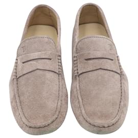 Tod's-Tod's Gommino Loafers in Beige Suede-Beige