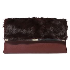 Diane Von Furstenberg Bolsa Clutch Envelope com Pele em Couro Boi Sangue Borgonha Bordeaux
