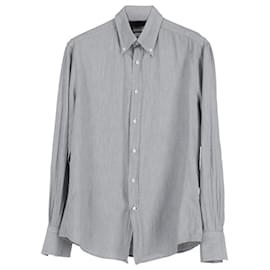 Brunello Cucinelli-Brunello Cucinelli Button Down Shirt in Grey Cotton-Grey