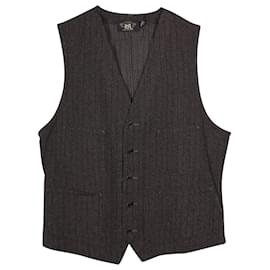 Ralph Lauren-Ralph Lauren RRL Stripe Woven Vest in Grey Cotton-Grey