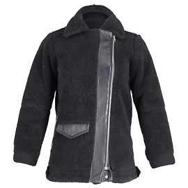 Sandro Paris Shearling Biker Coat in Black Wool Black