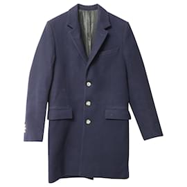 Ami Paris-Ami Paris Einreihiger Mantel aus marineblauer Wolle-Blau,Marineblau