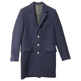 Ami Paris Single-Breasted Coat in Navy Blue Wool Blue Navy blue