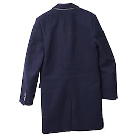 Autre Marque-Ami Paris Single-Breasted Coat in Navy Blue Wool-Blue,Navy blue