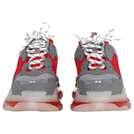 Balenciaga-Balenciaga Clear Sole Triple S em poliuretano cinza e vermelho-Multicor