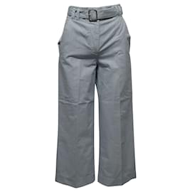 Proenza Schouler-Proenza Schouler Pantaloni a gamba larga con cintura in cotone azzurro-Blu,Blu chiaro