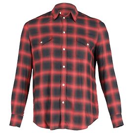 Céline Celine Ghost Check Western Shirt in Red Viscose Other
