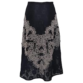 Sandro-Sandro Paris Lace Skirt in Black Polyamide-Black
