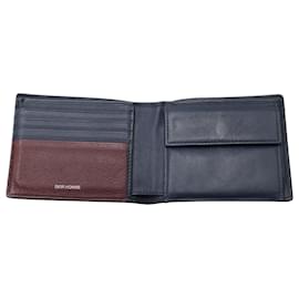 Dior-Dior Homme  Bi-Fold Wallet in Navy Blue Grained Calfskin Leather -Blue,Navy blue