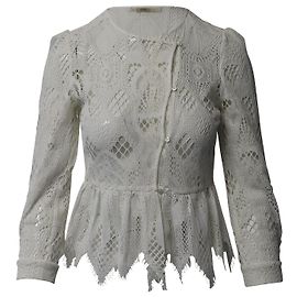 Top de encaje Maje Broderie Capso de algodón blanco Blanco
