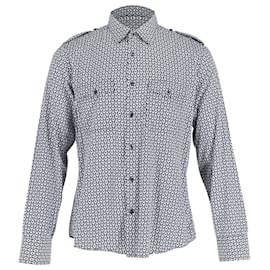 Gucci-Camisa de algodón multicolor con botones estampados en la parte delantera y cadena Horsebit de Gucci-Otro