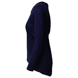Sandro-Top de manga larga con cremallera en la espalda de lino azul Sandro Paris-Azul